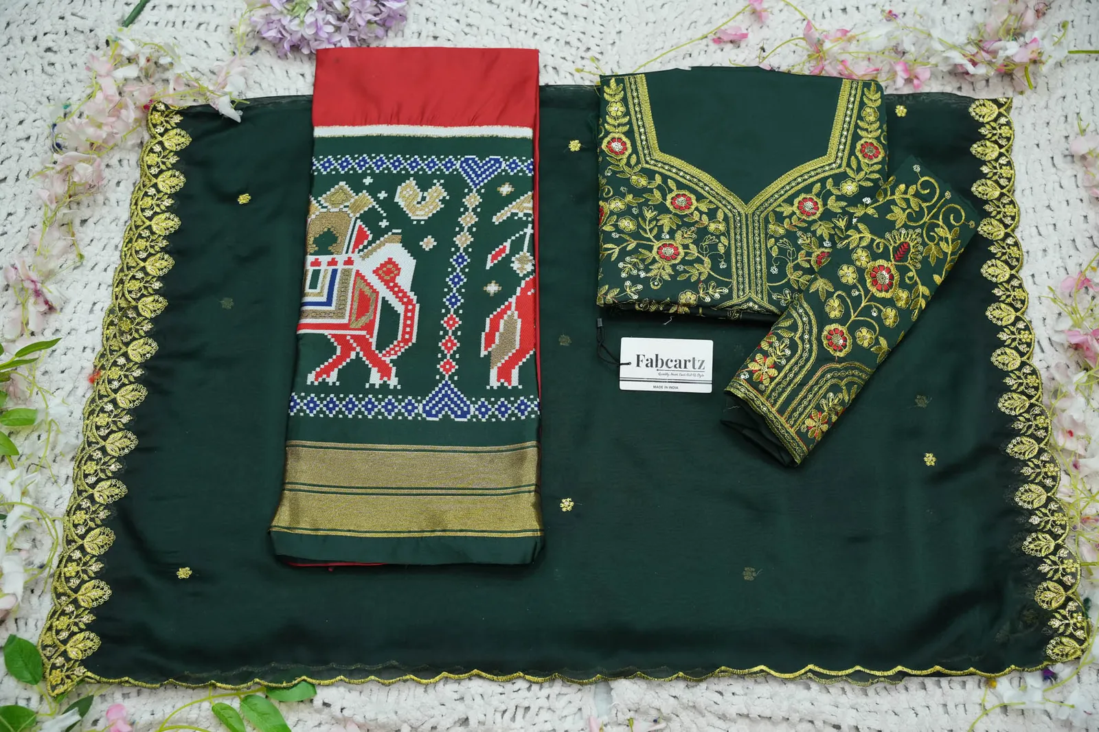 South Indian Festival Traditional Half Saree with Embroidered Blouse & Dupatta ButtaBomma - Image 38