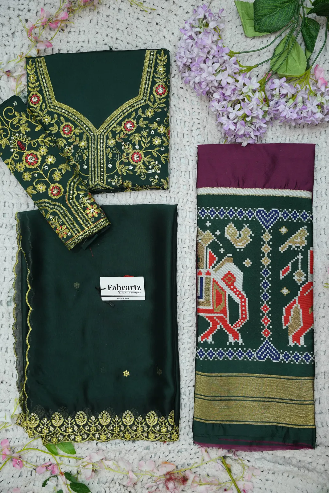 South Indian Festival Traditional Half Saree with Embroidered Blouse & Dupatta ButtaBomma - Image 39