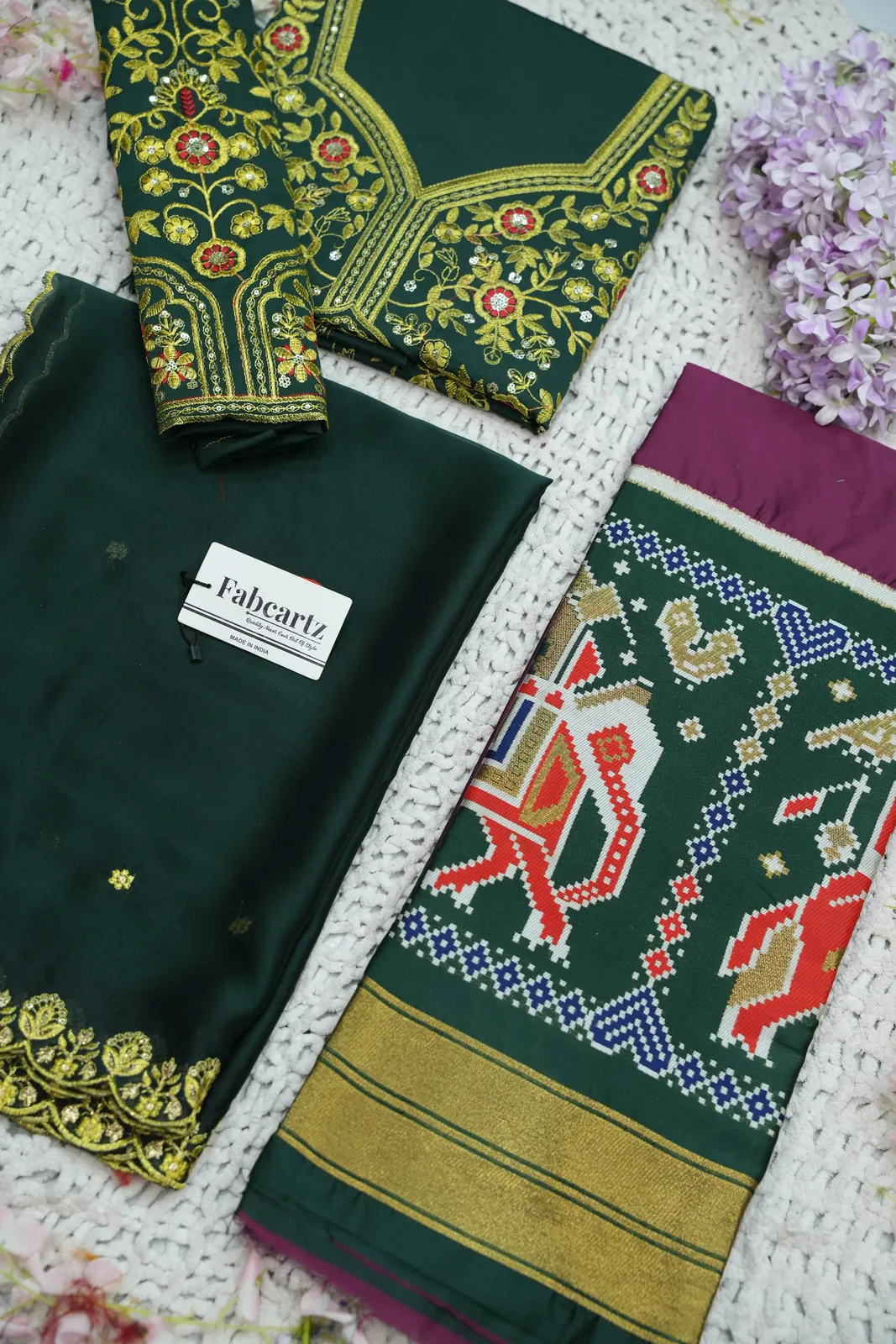 South Indian Festival Traditional Half Saree with Embroidered Blouse & Dupatta ButtaBomma - Image 41