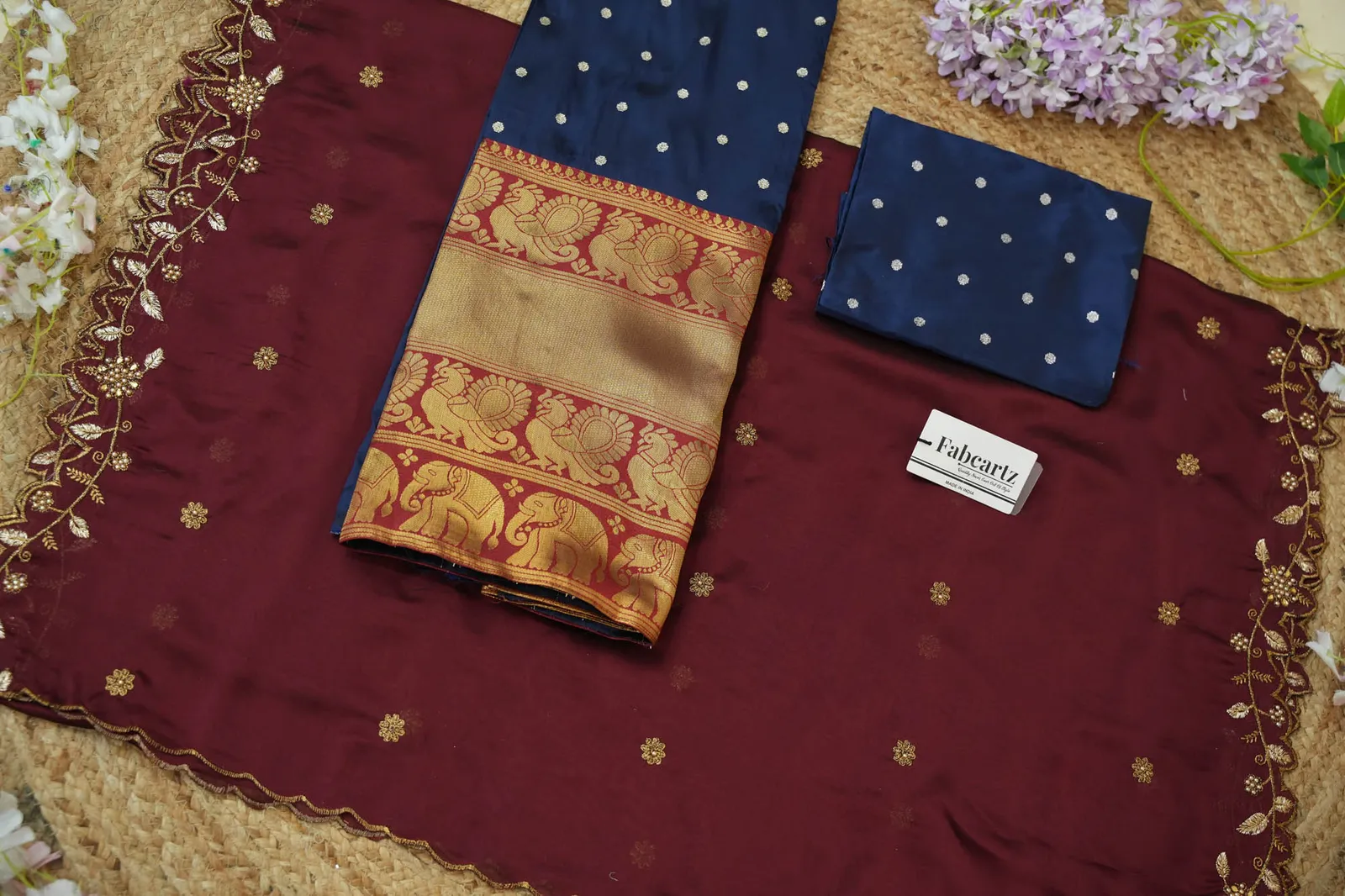 South Indian Festival Traditional Half Saree with Blouse & Embroidered Dupatta ButtiRango/Aroli - Image 10