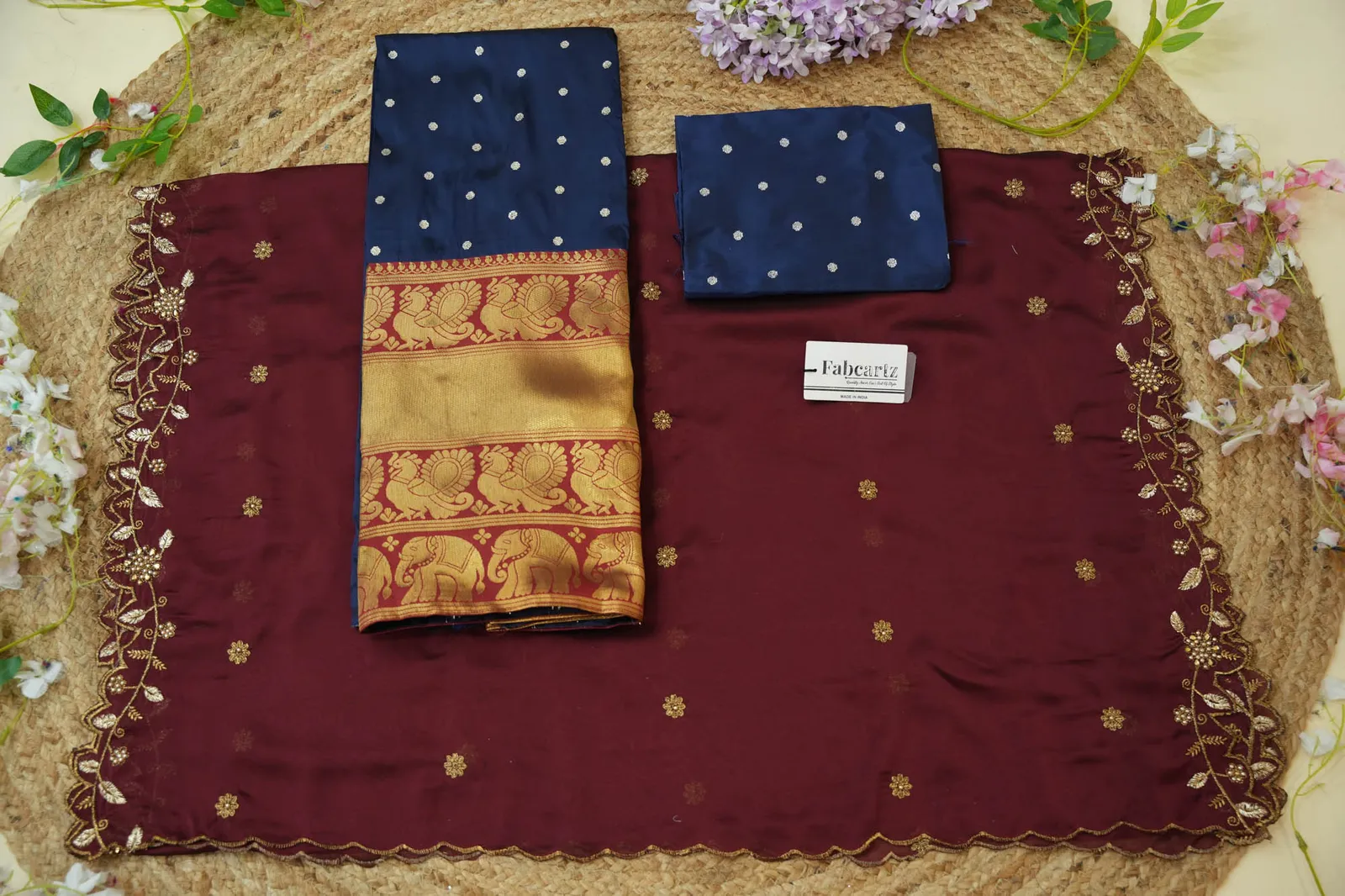 South Indian Festival Traditional Half Saree with Blouse & Embroidered Dupatta ButtiRango/Aroli - Image 11