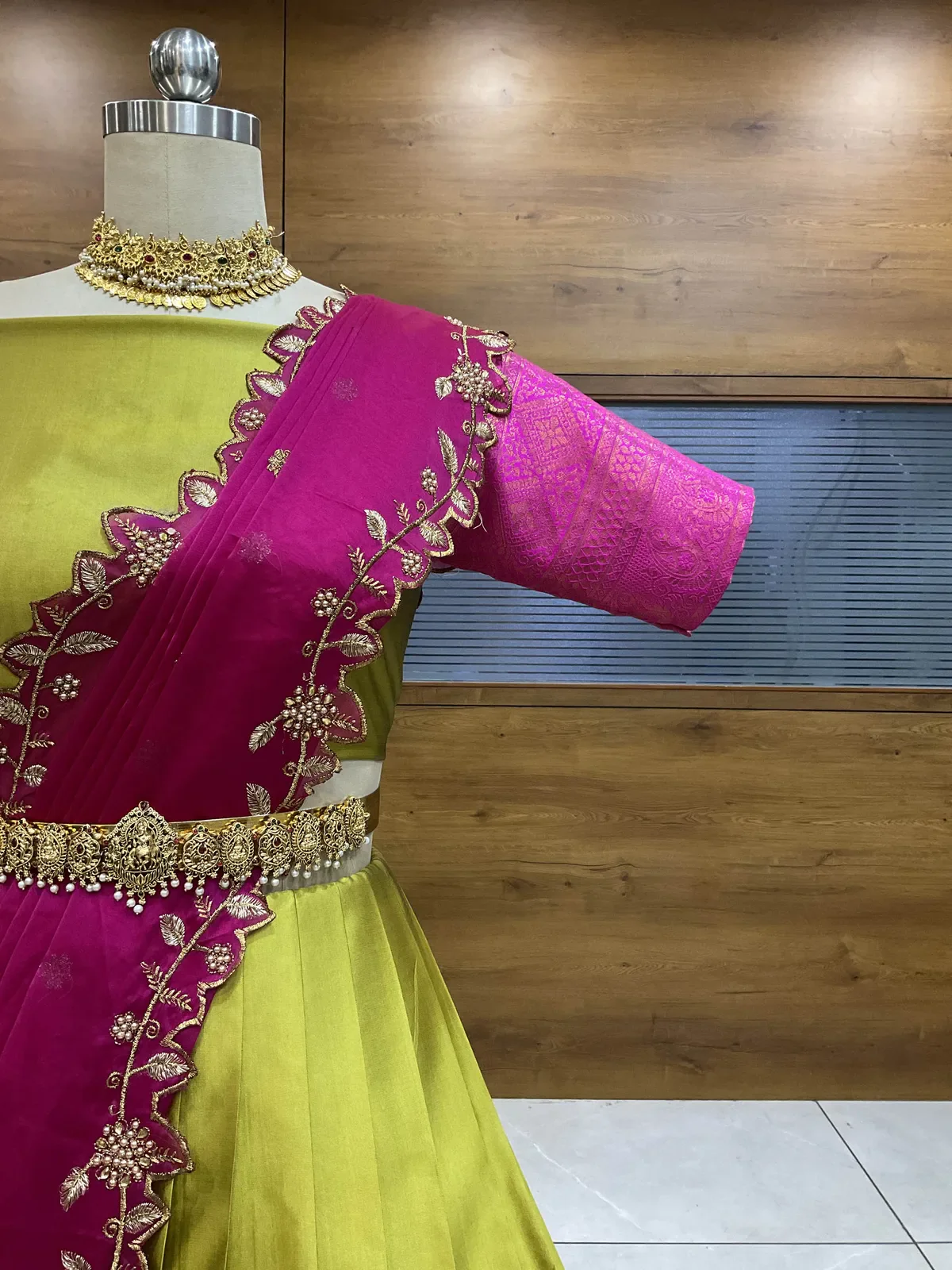 South Indian Festival Traditional Half Saree with Blouse & Embroidered Dupatta ButtiRango/Aroli - Image 14