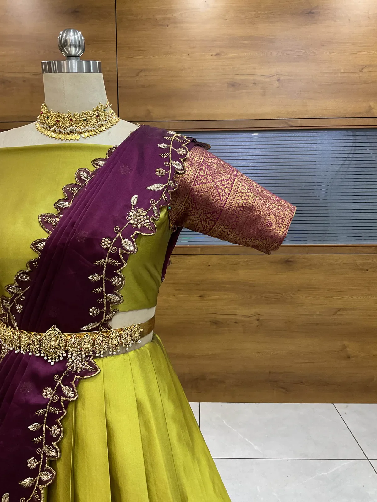 South Indian Festival Traditional Half Saree with Blouse & Embroidered Dupatta ButtiRango/Aroli - Image 18