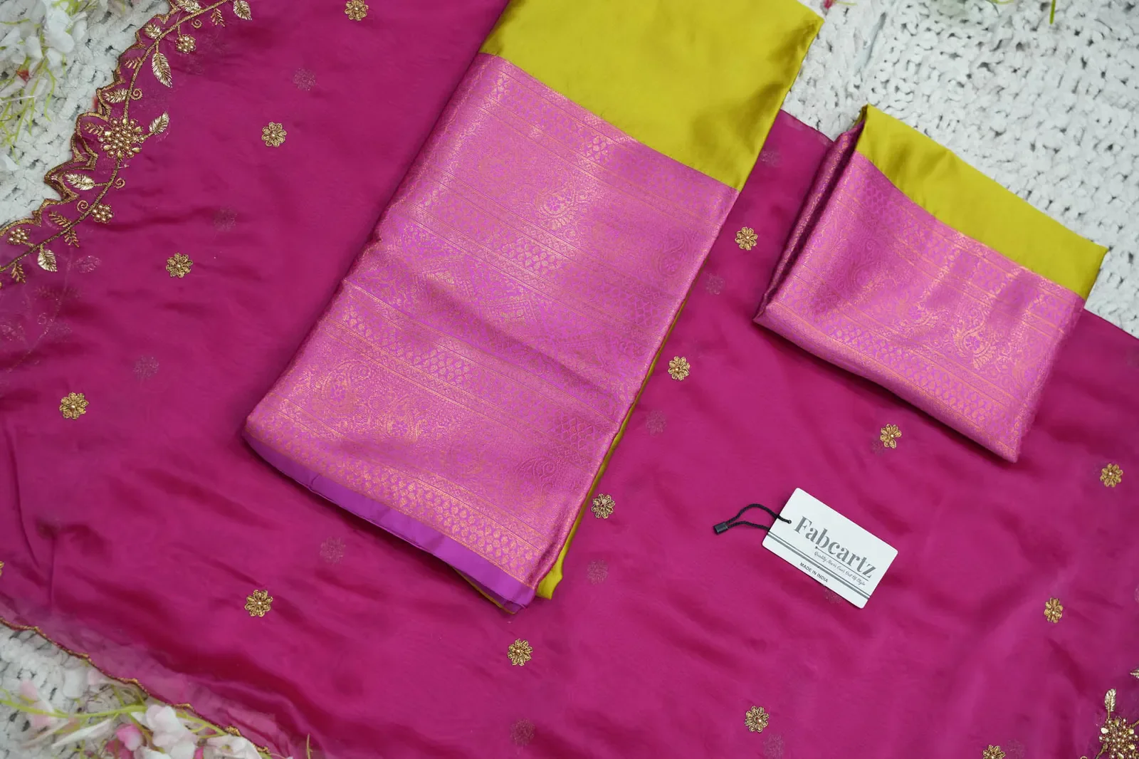 South Indian Festival Traditional Half Saree with Blouse & Embroidered Dupatta ButtiRango/Aroli - Image 20