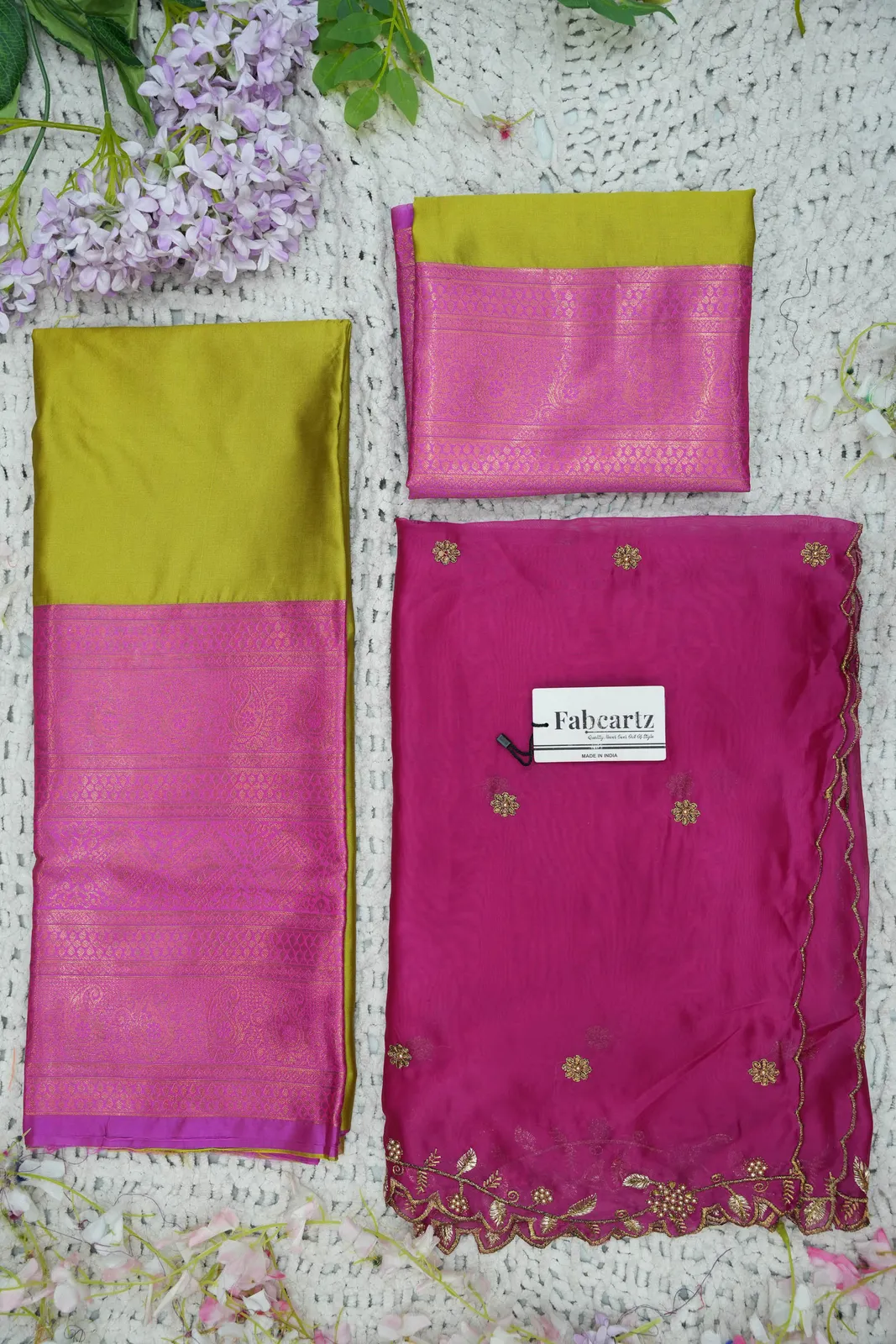South Indian Festival Traditional Half Saree with Blouse & Embroidered Dupatta ButtiRango/Aroli - Image 21