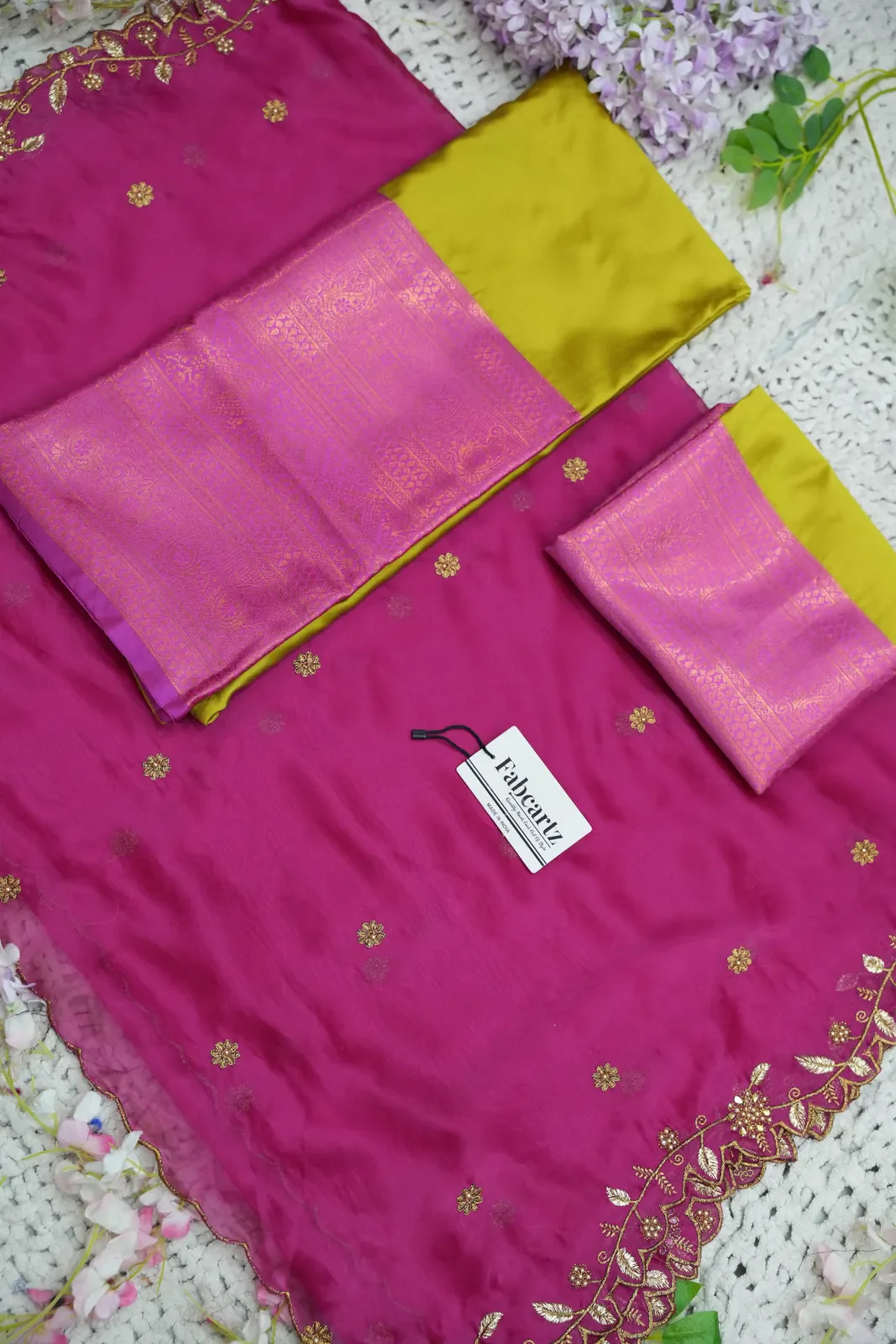 South Indian Festival Traditional Half Saree with Blouse & Embroidered Dupatta ButtiRango/Aroli - Image 24