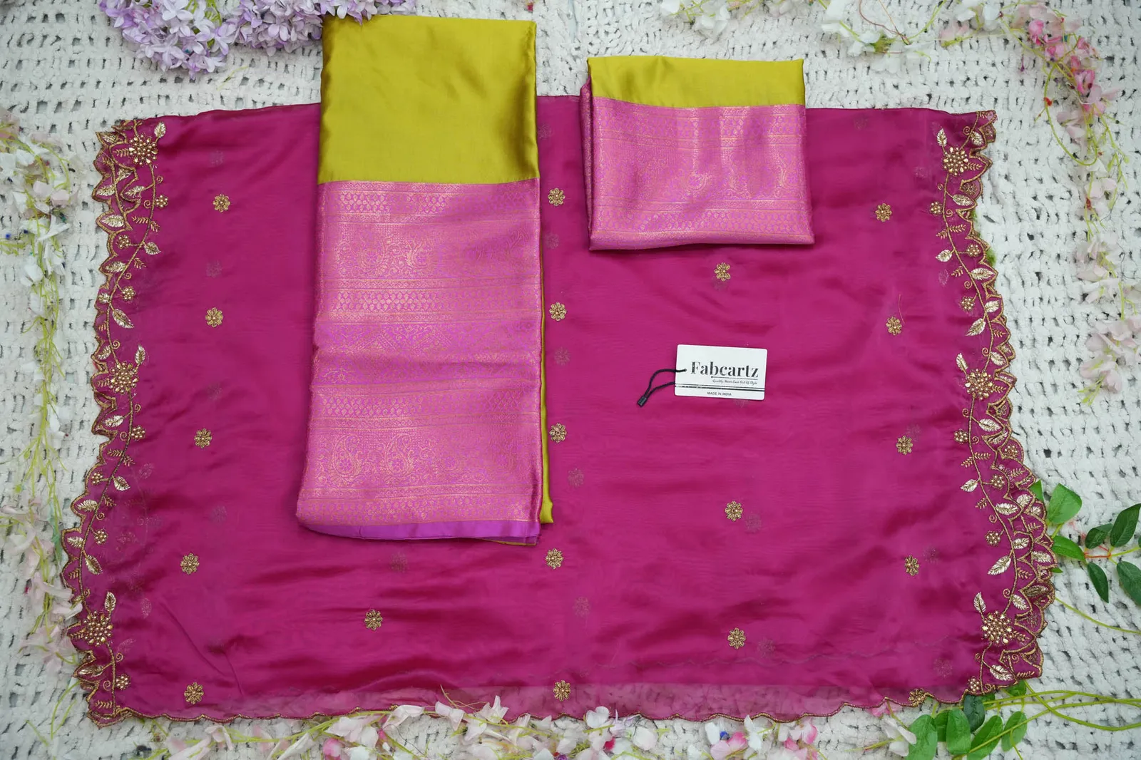 South Indian Festival Traditional Half Saree with Blouse & Embroidered Dupatta ButtiRango/Aroli - Image 25