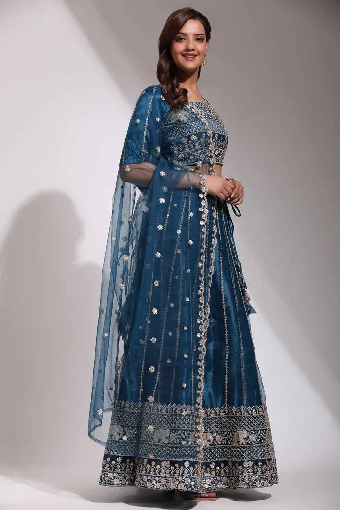 Women's Embroidered Net Lehenga Choli with Sequins Work DevShena - Image 13