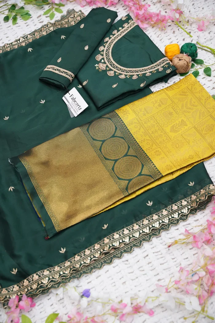 Women's Woven Design zari work Half Saree with FullyHandwork Blouse and Dupatta Dhara - Image 40