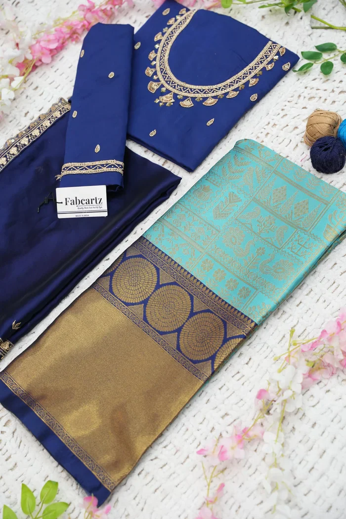 Women's Woven Design zari work Half Saree with FullyHandwork Blouse and Dupatta Dhara - Image 43