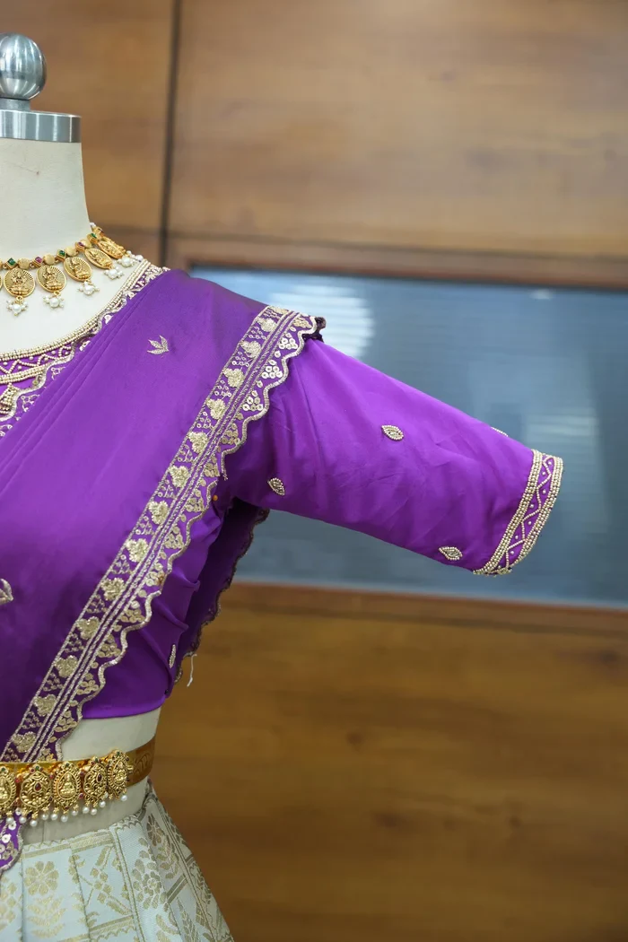 Women's Woven Design zari work Half Saree with FullyHandwork Blouse and Dupatta Dhara - Image 22