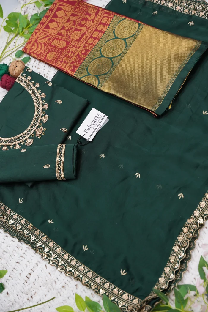 Women's Woven Design zari work Half Saree with FullyHandwork Blouse and Dupatta Dhara - Image 50