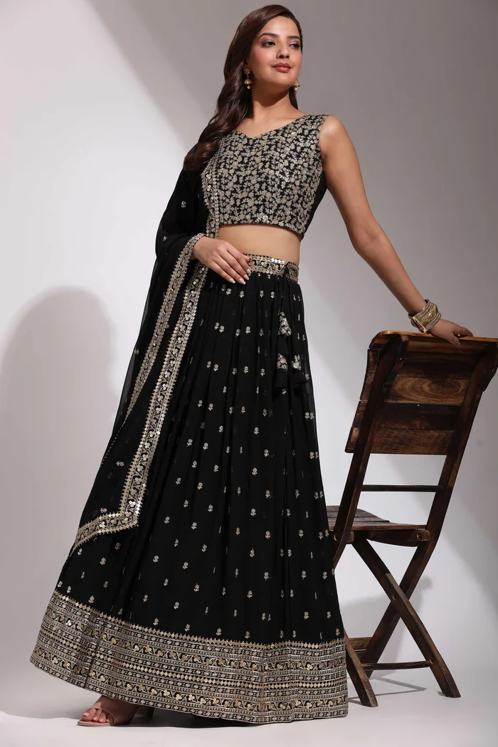 Women's Embroidered Georgette Lehenga Choli with Sequins Work ShivGami - Image 33