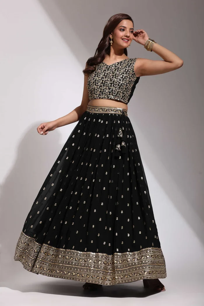 Women's Embroidered Georgette Lehenga Choli with Sequins Work ShivGami - Image 37