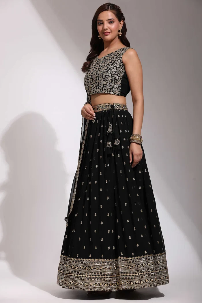 Women's Embroidered Georgette Lehenga Choli with Sequins Work ShivGami - Image 38