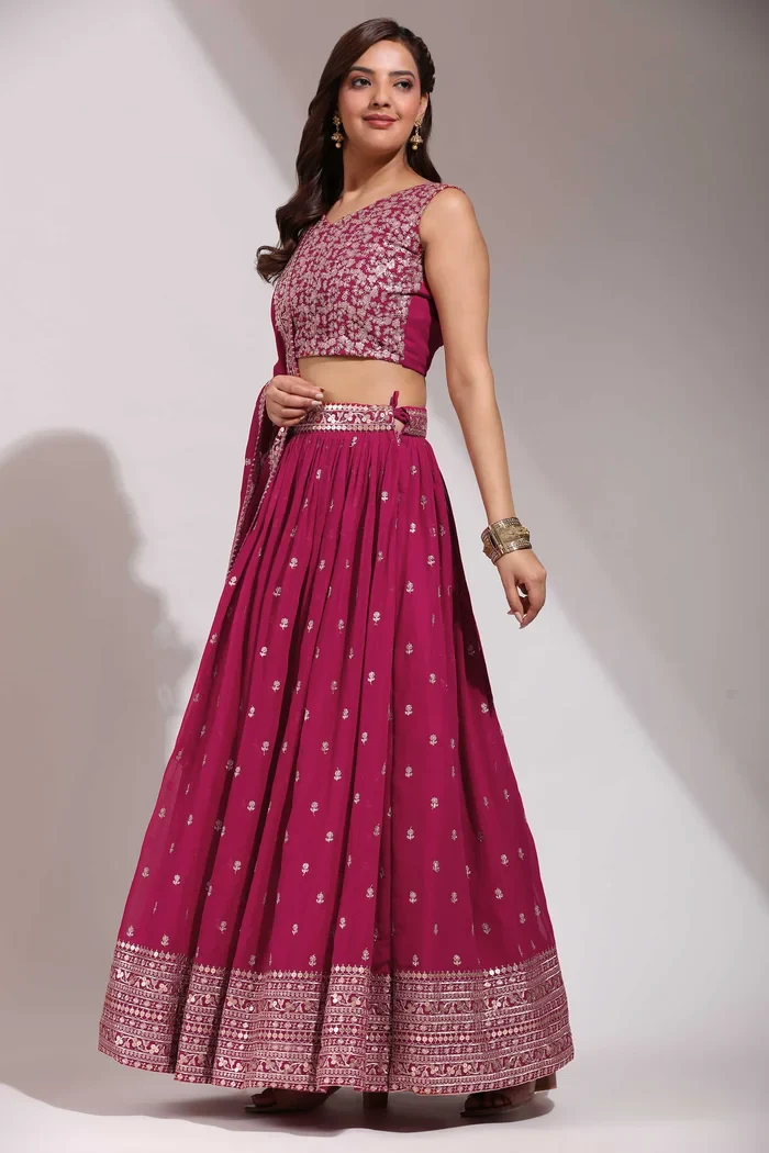 Women's Embroidered Georgette Lehenga Choli with Sequins Work ShivGami - Image 48