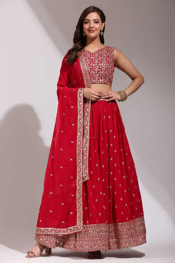 Women's Embroidered Georgette Lehenga Choli with Sequins Work ShivGami - Image 5