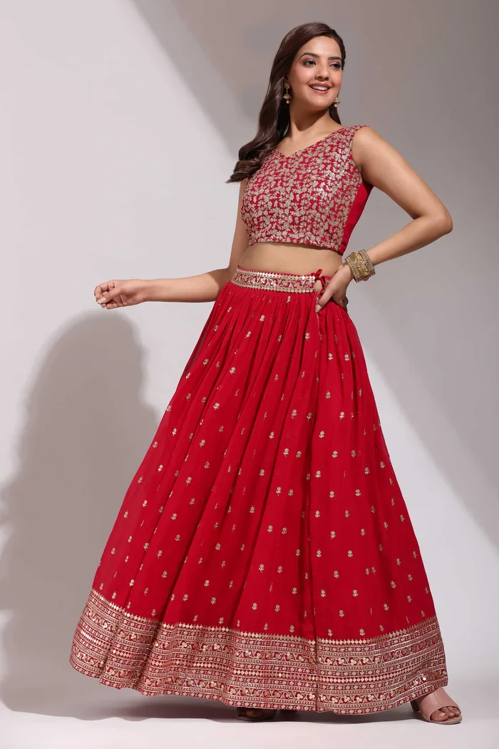 Women's Embroidered Georgette Lehenga Choli with Sequins Work ShivGami - Image 6