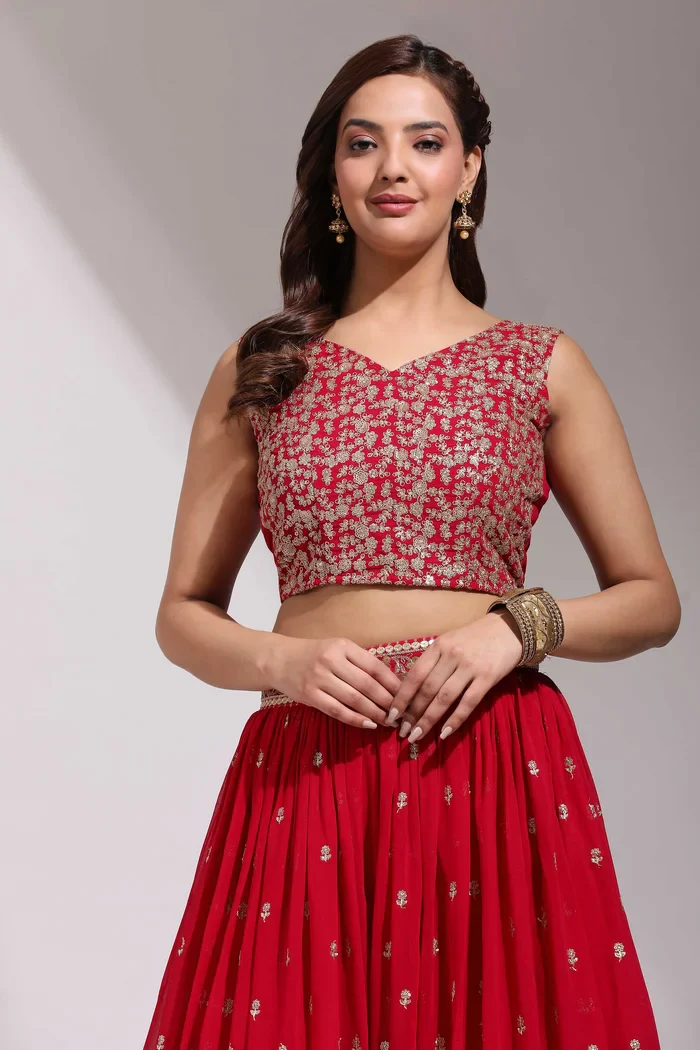 Women's Embroidered Georgette Lehenga Choli with Sequins Work ShivGami - Image 8