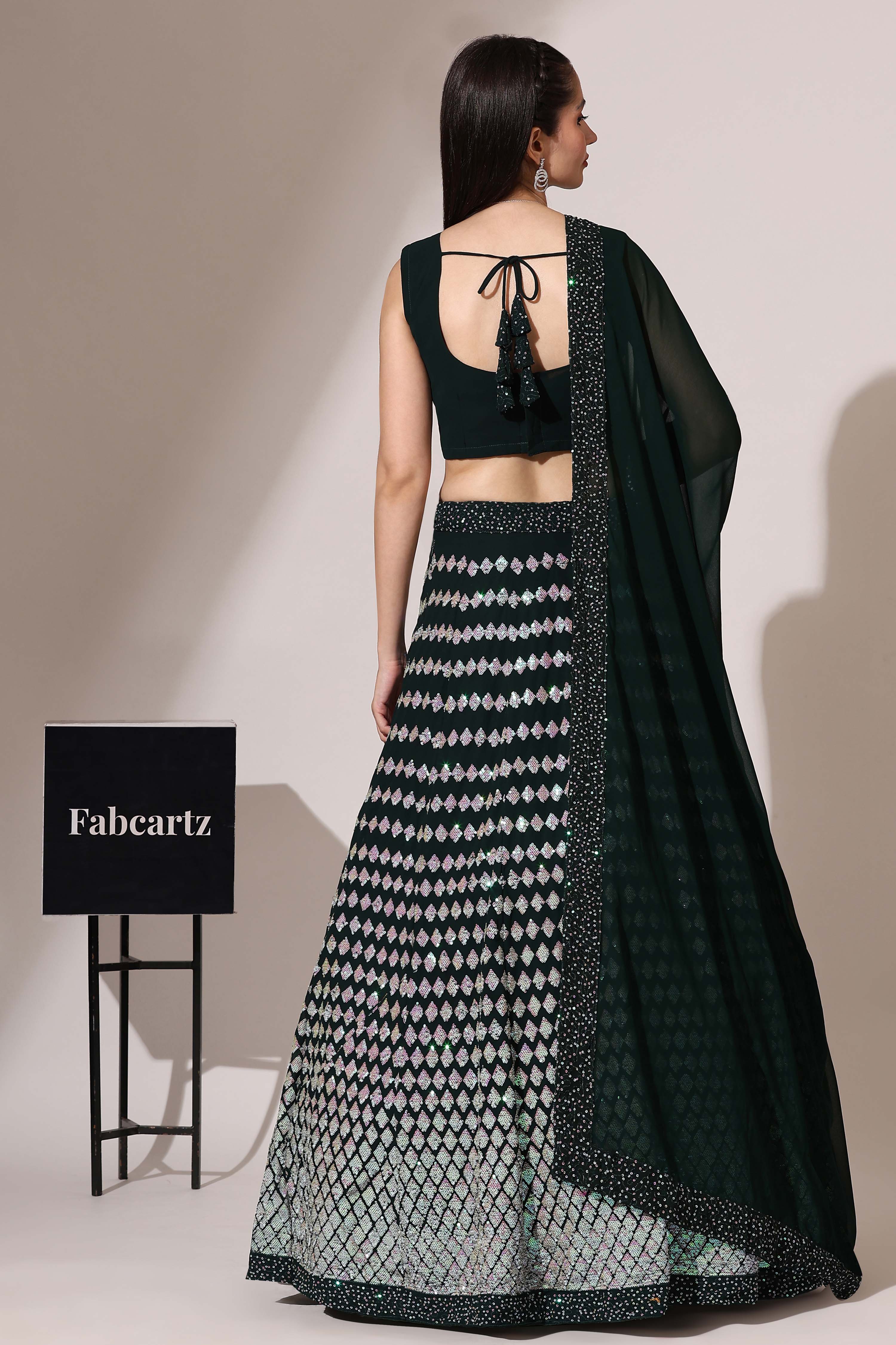 Women's Embroidered Georgette Lehenga Choli with Sequins Work Galaxy - Image 8