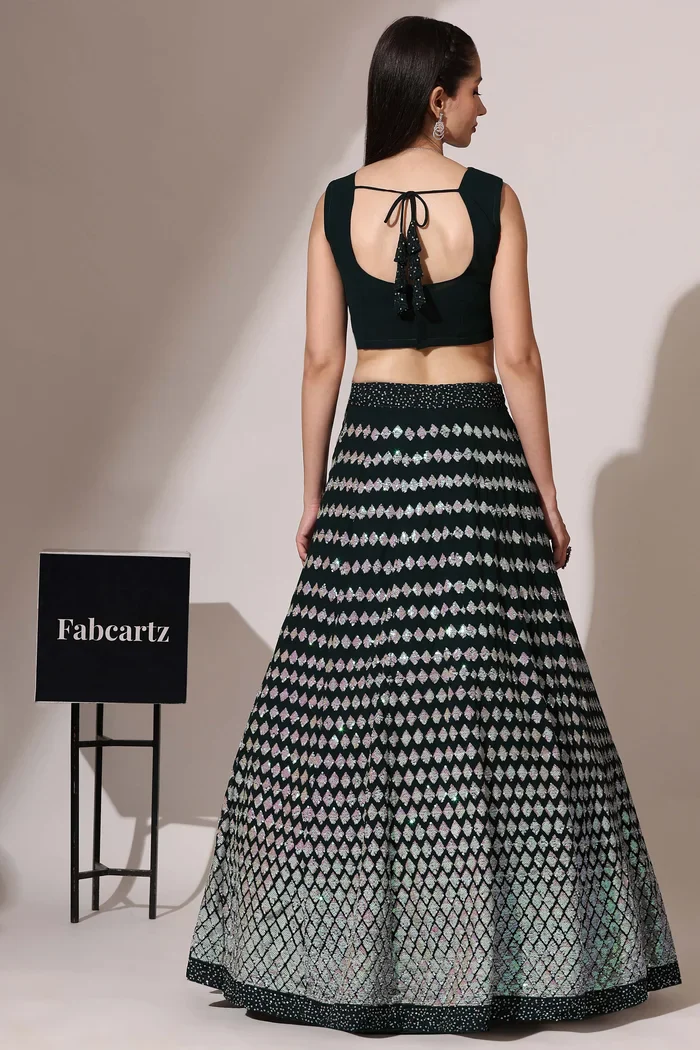 Women's Embroidered Georgette Lehenga Choli with Sequins Work Galaxy - Image 13