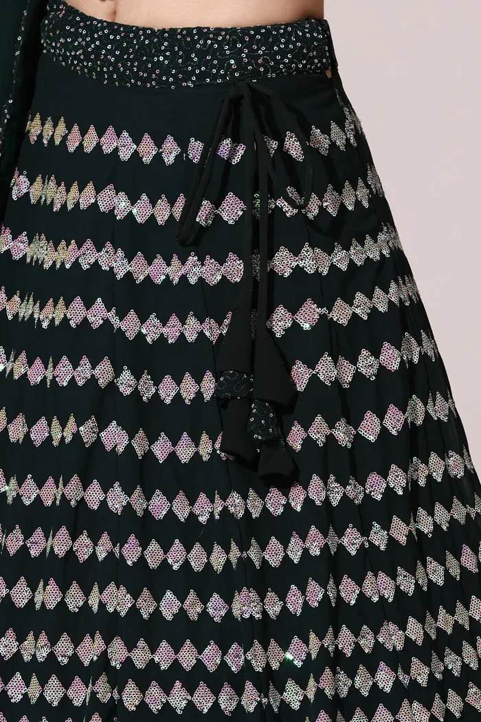 Women's Embroidered Georgette Lehenga Choli with Sequins Work Galaxy - Image 15