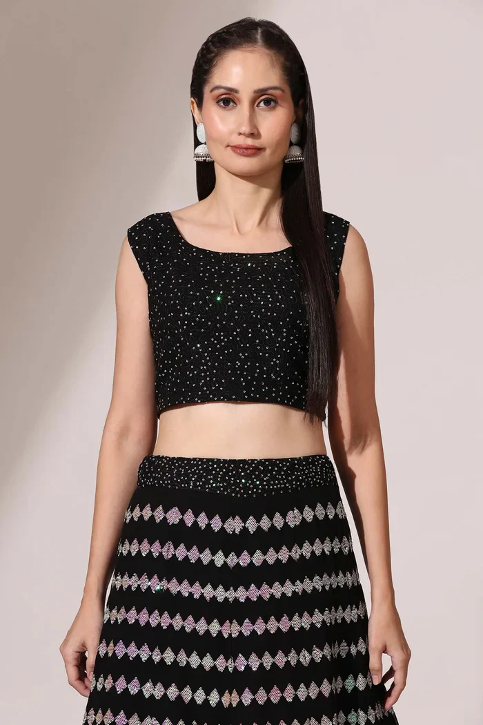 Women's Embroidered Georgette Lehenga Choli with Sequins Work Galaxy - Image 26