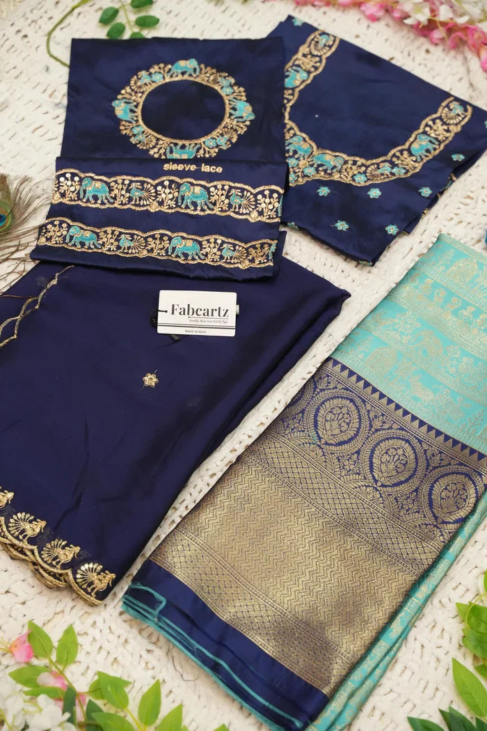 Women's Woven Design zari work Half Saree with Embroidered Blouse and Dupatta HathiGhoda - Image 39