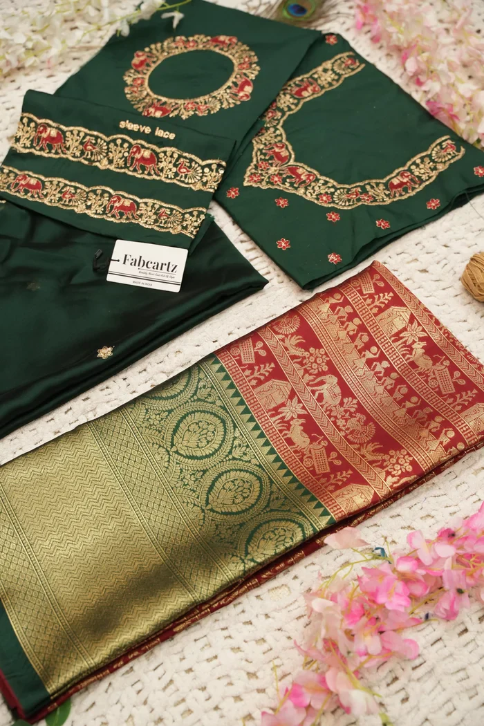 Women's Woven Design zari work Half Saree with Embroidered Blouse and Dupatta HathiGhoda - Image 48