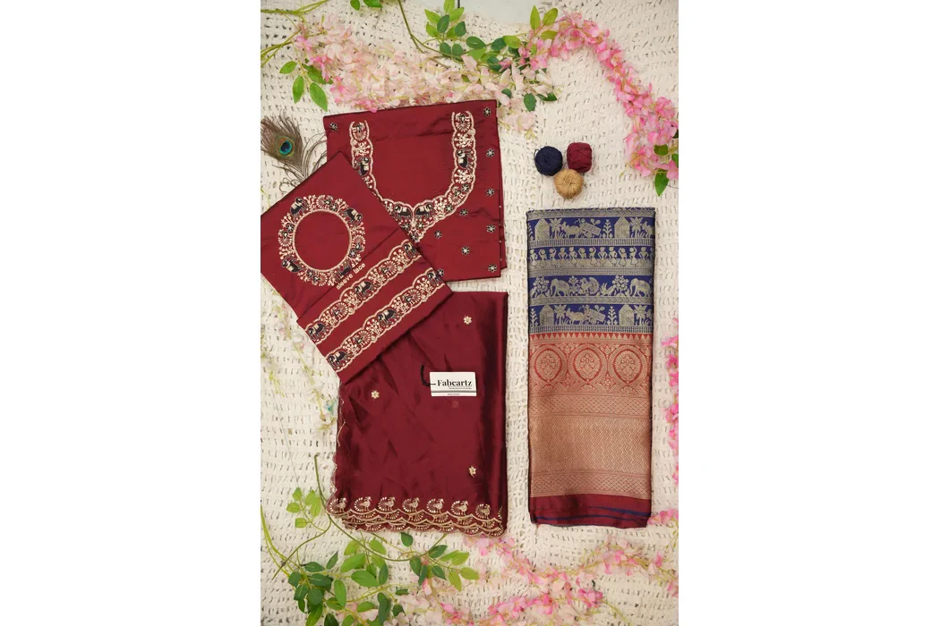 Women's Woven Design zari work Half Saree with Embroidered Blouse and Dupatta HathiGhoda - Image 57