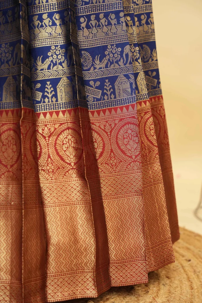 Women's Woven Design zari work Half Saree with Embroidered Blouse and Dupatta HathiGhoda - Image 30