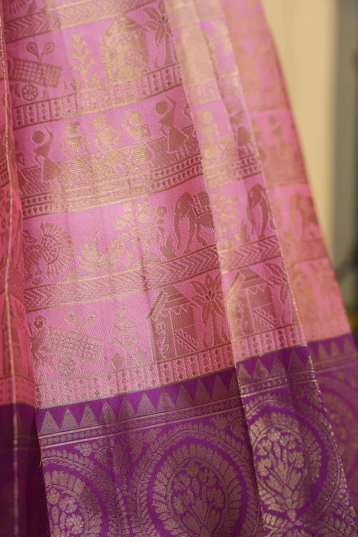 Women's Woven Design zari work Half Saree with Embroidered Blouse and Dupatta HathiGhoda - Image 38