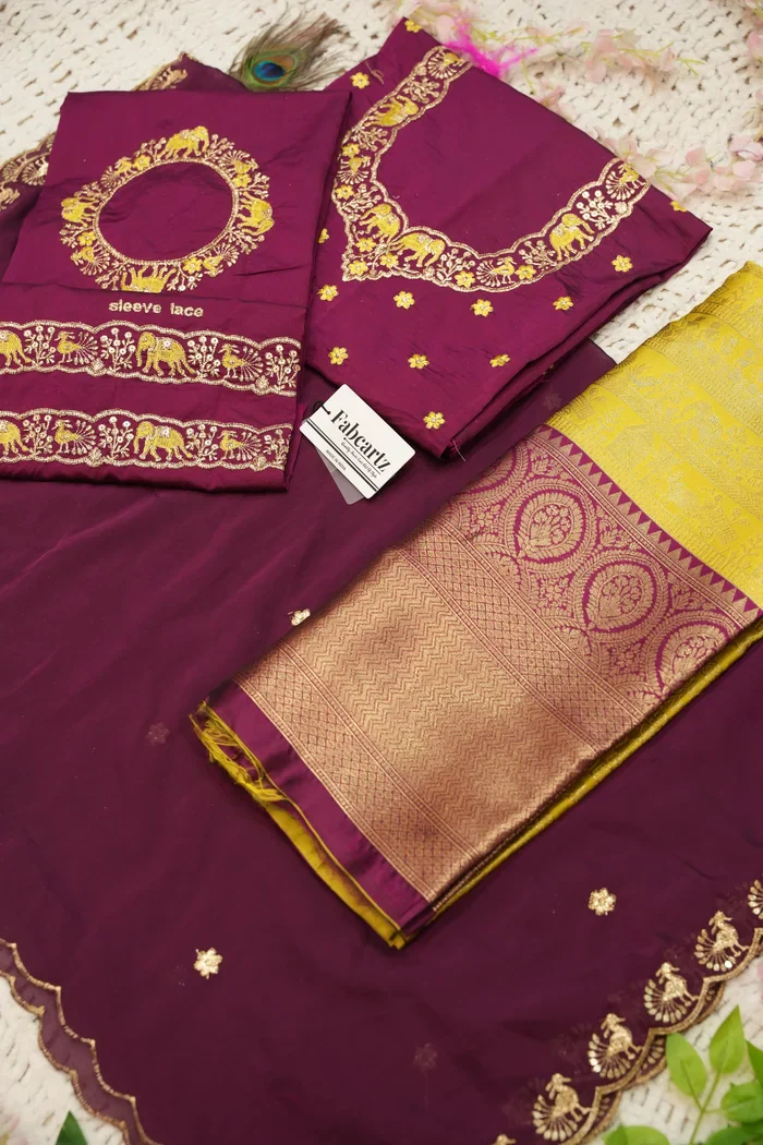 Women's Woven Design zari work Half Saree with Embroidered Blouse and Dupatta HathiGhoda - Image 43
