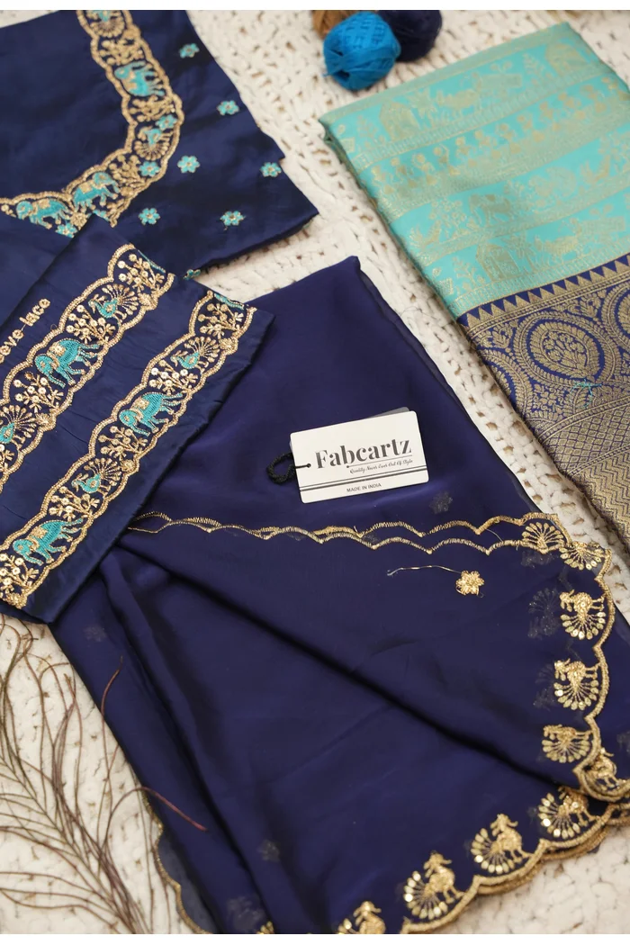 Women's Woven Design zari work Half Saree with Embroidered Blouse and Dupatta HathiGhoda - Image 47