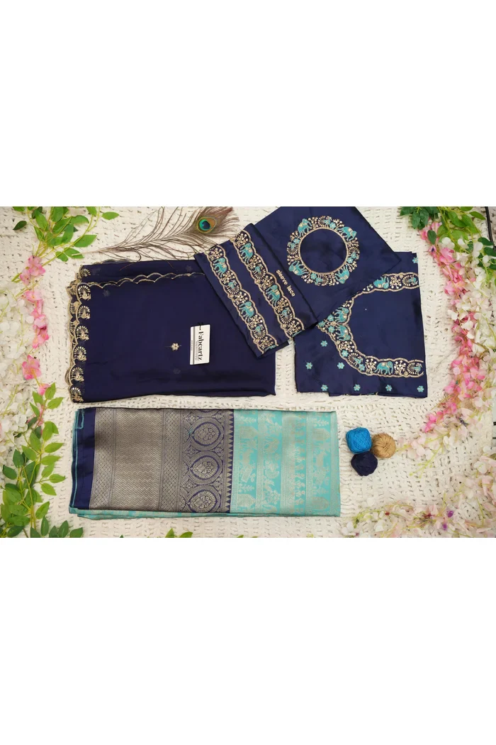 Women's Woven Design zari work Half Saree with Embroidered Blouse and Dupatta HathiGhoda - Image 49