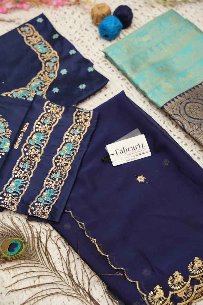 Women's Woven Design zari work Half Saree with Embroidered Blouse and Dupatta HathiGhoda - Image 55