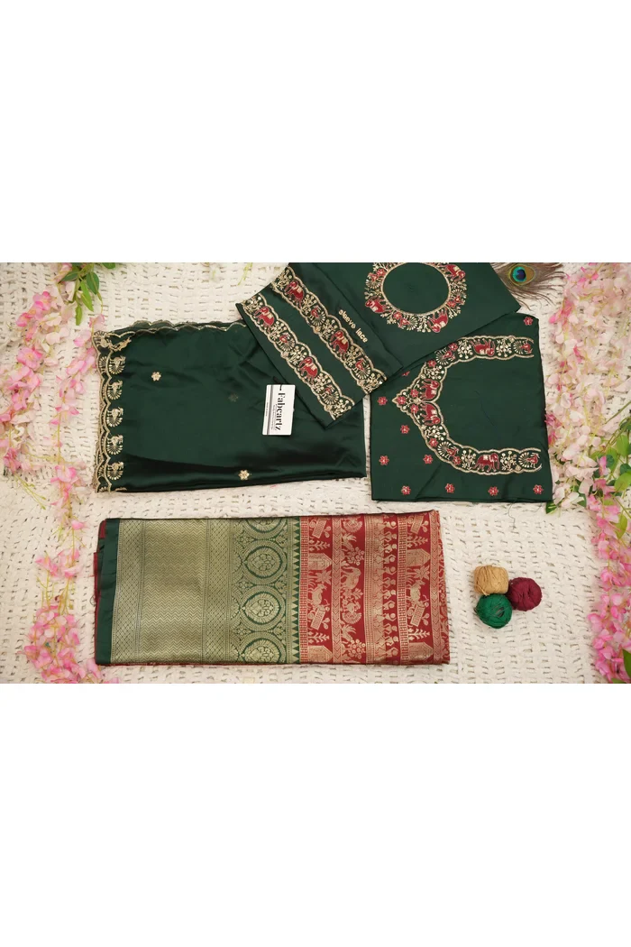 Women's Woven Design zari work Half Saree with Embroidered Blouse and Dupatta HathiGhoda - Image 58