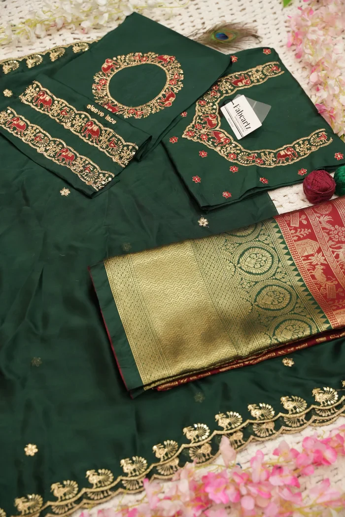 Women's Woven Design zari work Half Saree with Embroidered Blouse and Dupatta HathiGhoda - Image 60