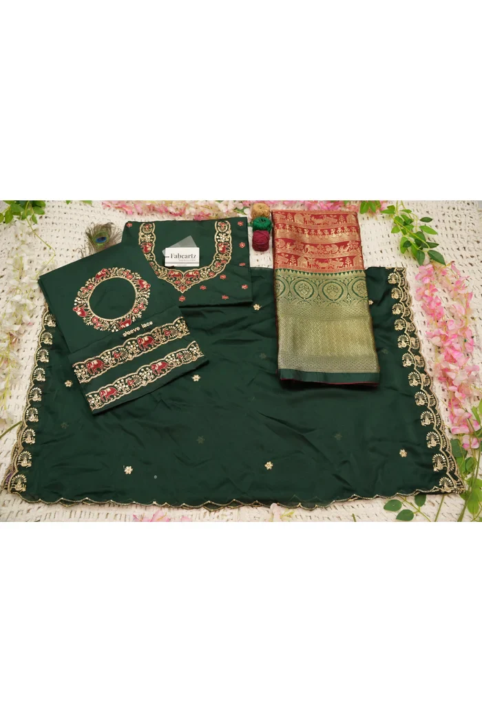 Women's Woven Design zari work Half Saree with Embroidered Blouse and Dupatta HathiGhoda - Image 61