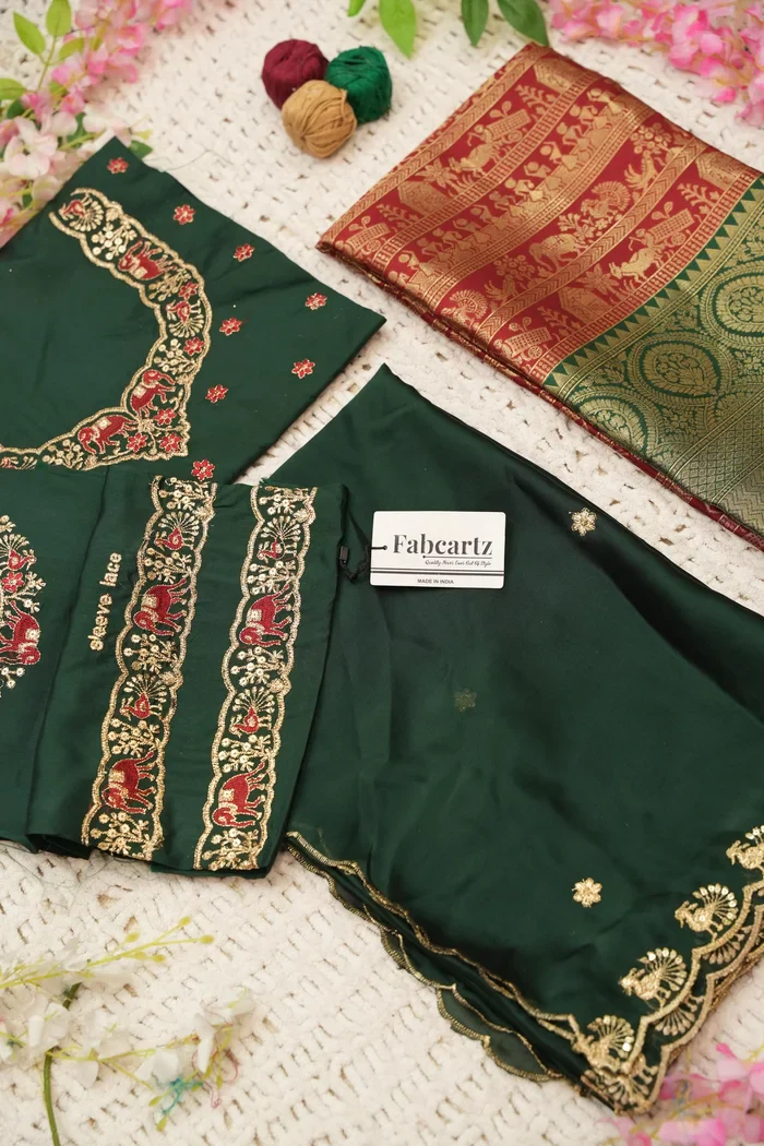 Women's Woven Design zari work Half Saree with Embroidered Blouse and Dupatta HathiGhoda - Image 63
