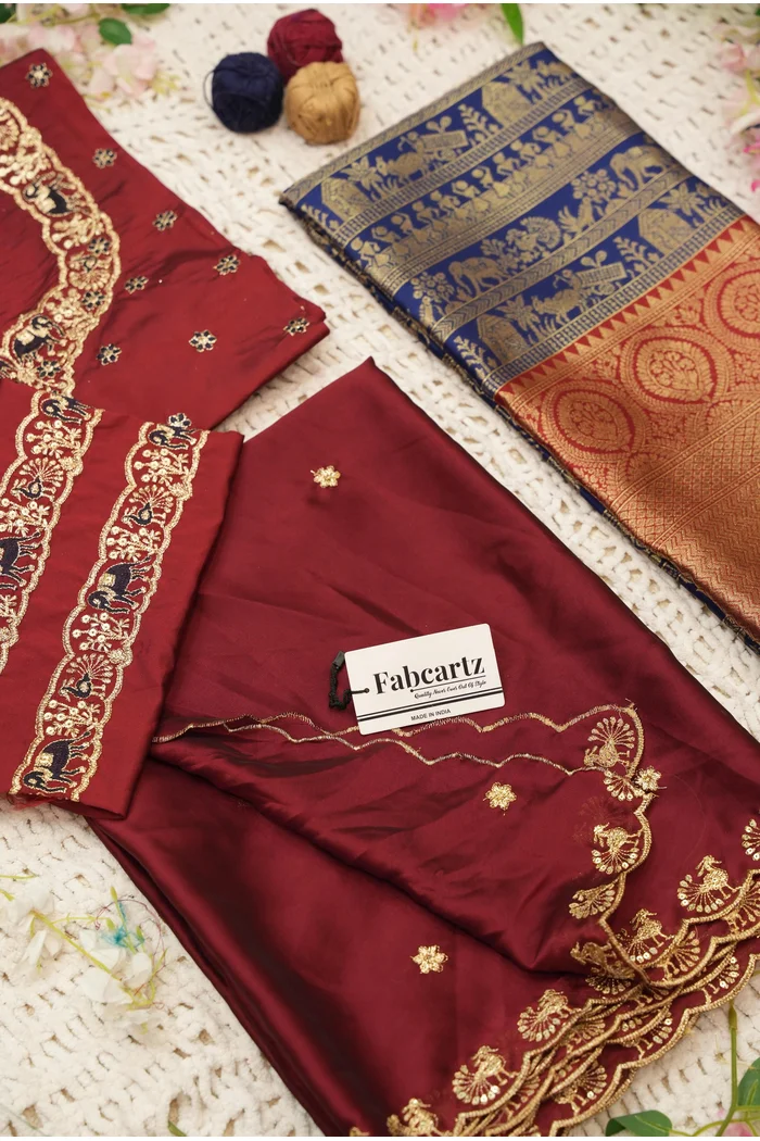 Women's Woven Design zari work Half Saree with Embroidered Blouse and Dupatta HathiGhoda - Image 64
