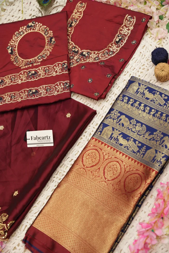 Women's Woven Design zari work Half Saree with Embroidered Blouse and Dupatta HathiGhoda - Image 65