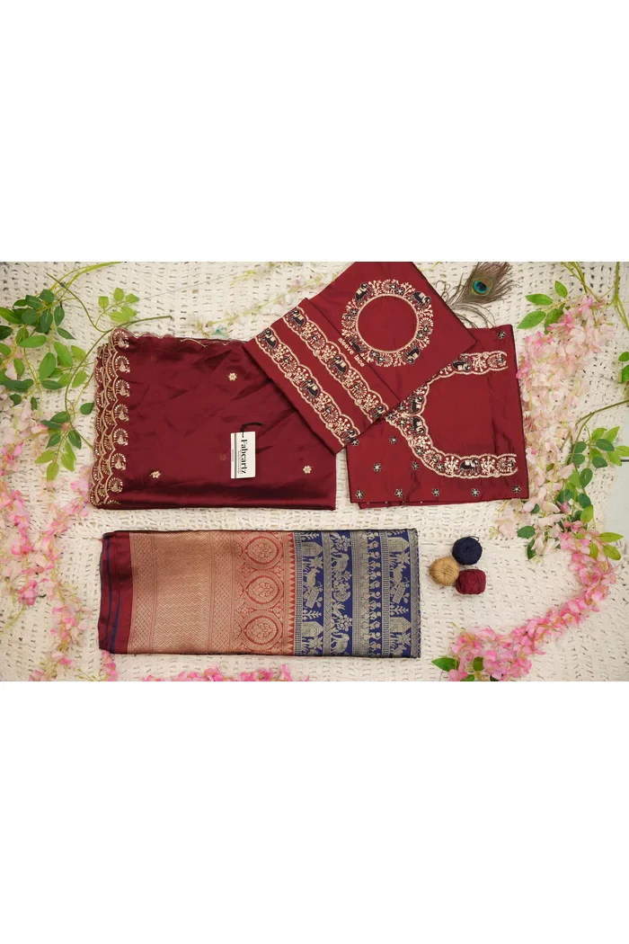 Women's Woven Design zari work Half Saree with Embroidered Blouse and Dupatta HathiGhoda - Image 66