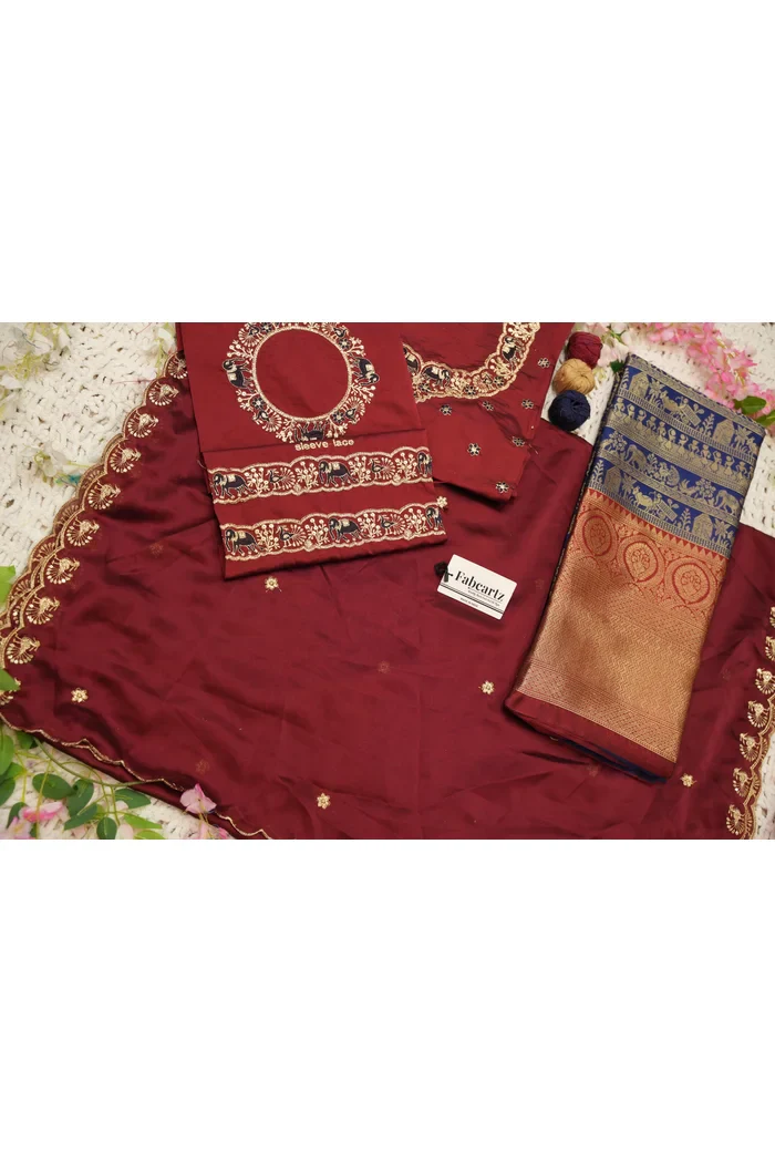 Women's Woven Design zari work Half Saree with Embroidered Blouse and Dupatta HathiGhoda - Image 69