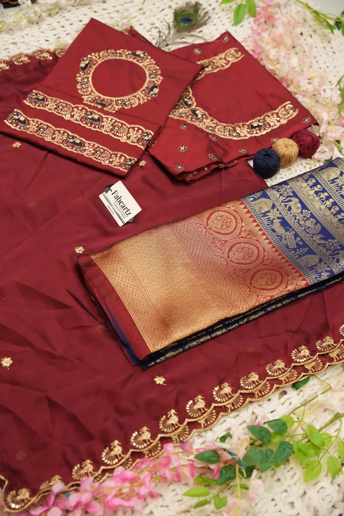 Women's Woven Design zari work Half Saree with Embroidered Blouse and Dupatta HathiGhoda - Image 70