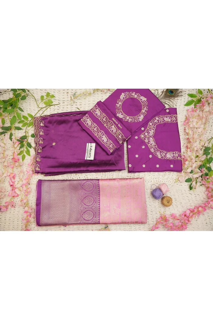 Women's Woven Design zari work Half Saree with Embroidered Blouse and Dupatta HathiGhoda - Image 75