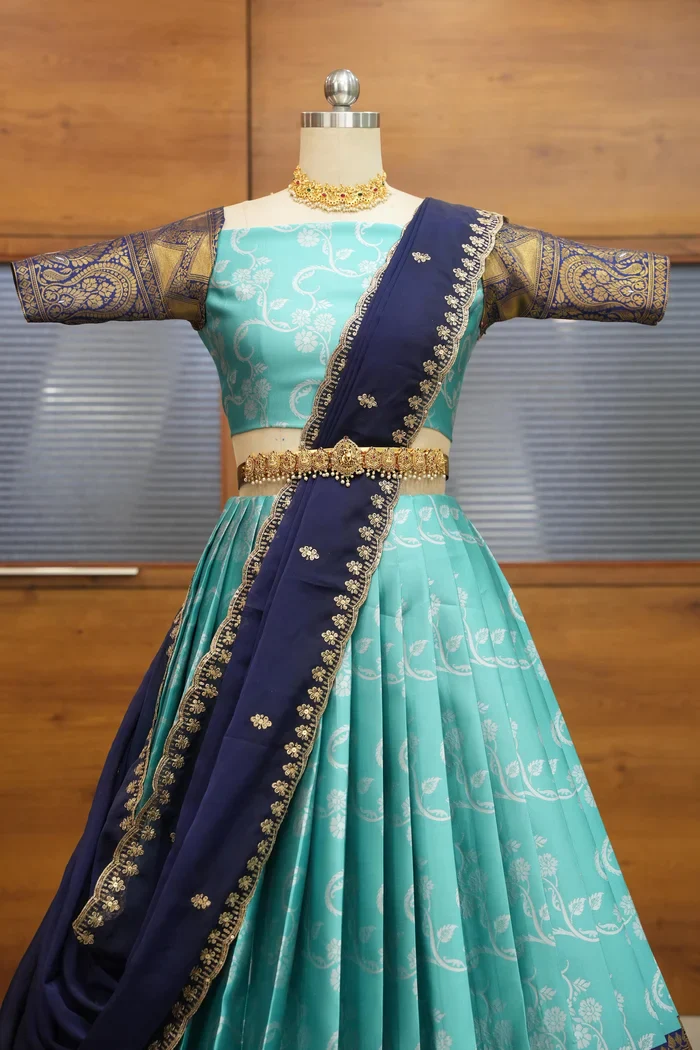 Women's Woven Design zari work Half Saree with Embroidered Blouse and Dupatta HemaValli - Image 17