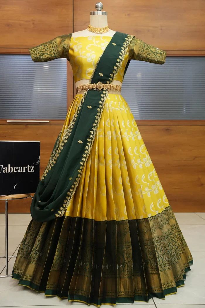 Women's Woven Design zari work Half Saree with Embroidered Blouse and Dupatta HemaValli - Image 21