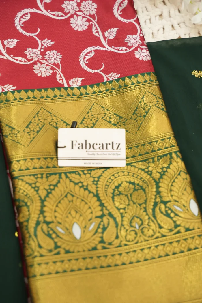 Women's Woven Design zari work Half Saree with Embroidered Blouse and Dupatta HemaValli - Image 29