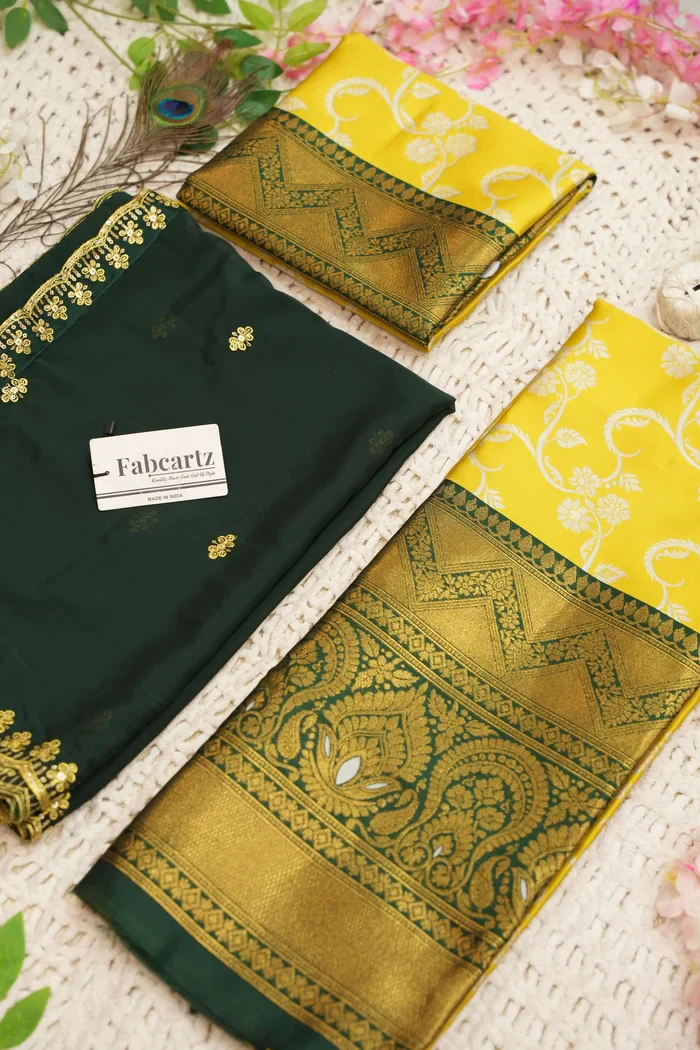 Women's Woven Design zari work Half Saree with Embroidered Blouse and Dupatta HemaValli - Image 61